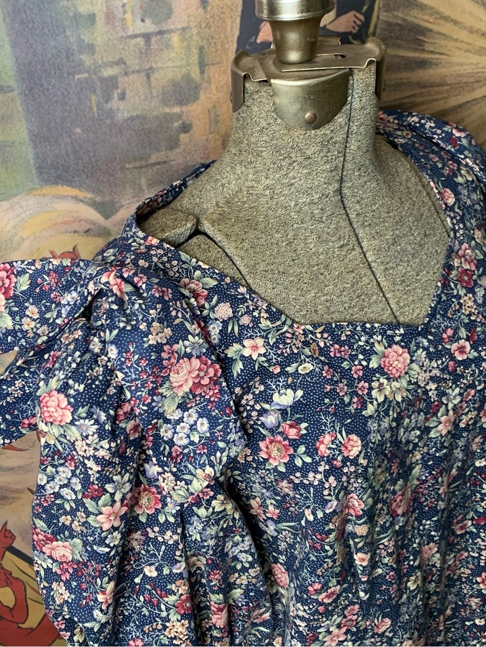 Cottagecore Cam Fashion Handmade Custom Floral Puff-Sleeve Dress - Picture 4 of 9